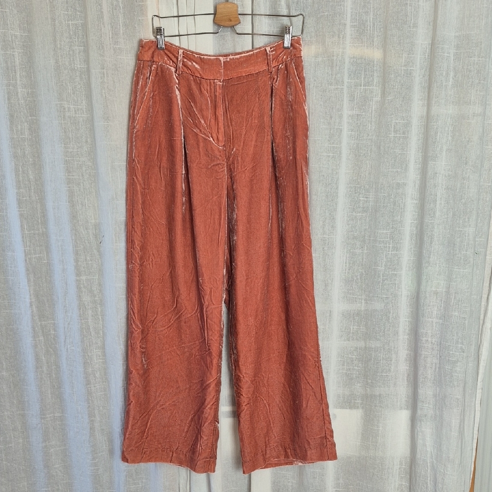 LOFT  Peyton Rose Pink Wide-Leg Velvet Pants